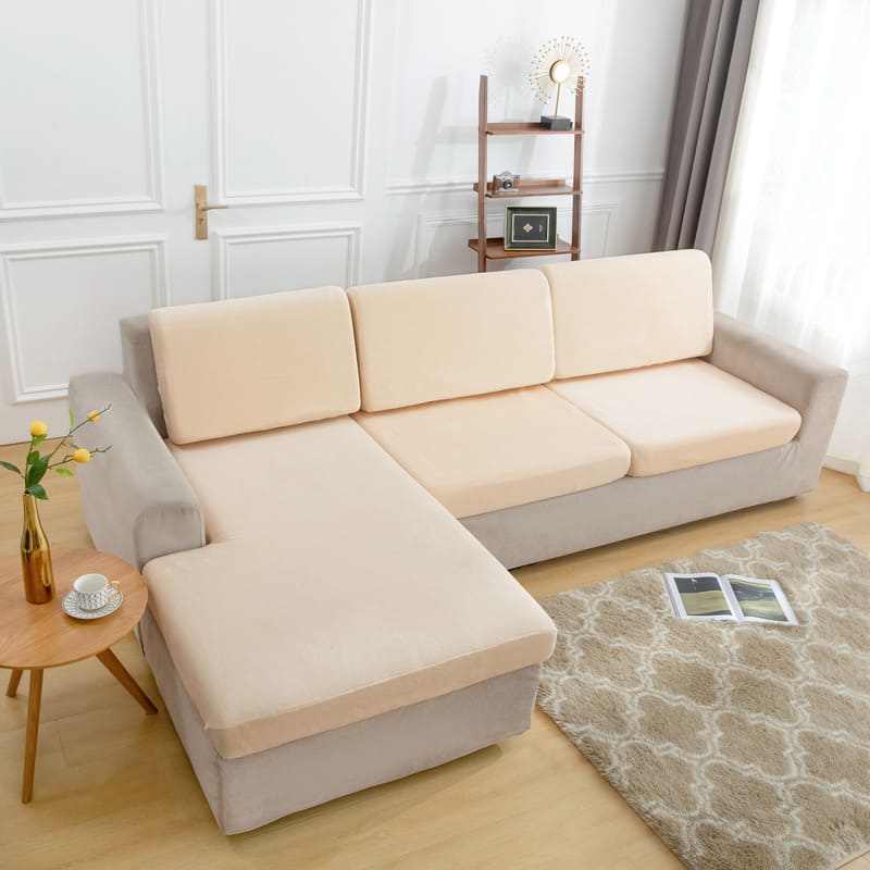 Beige Plush Cover for a seat cushion 2 Beige Plush Cover for a seat cushion - Image 2