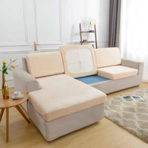 Beige Plush Cover for a seat cushion