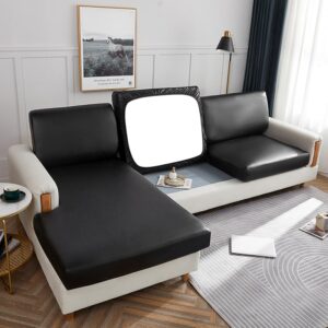Black Leather Faux Leather Cover for a seat cushion