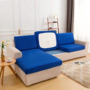 Blue Plush Cover for a seat cushion