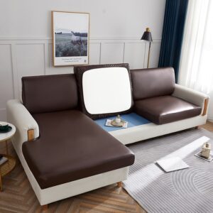 Brown Leather Faux Leather Cover for a seat cushion