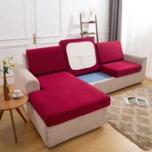 Burgundy Plush Cover for a seat cushion