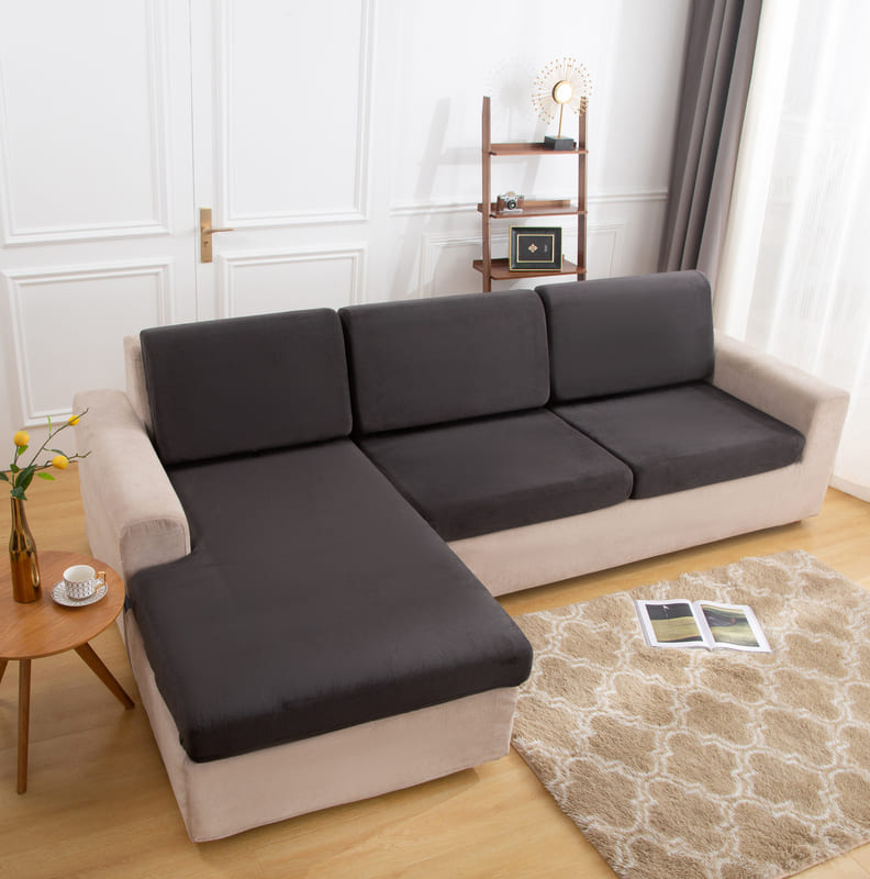 Charcoal Gray Plush Cover for a seat cushion 2 Charcoal Gray Plush Cover for a seat cushion - Image 2