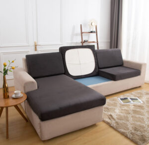 Charcoal Gray Plush Cover for a seat cushion