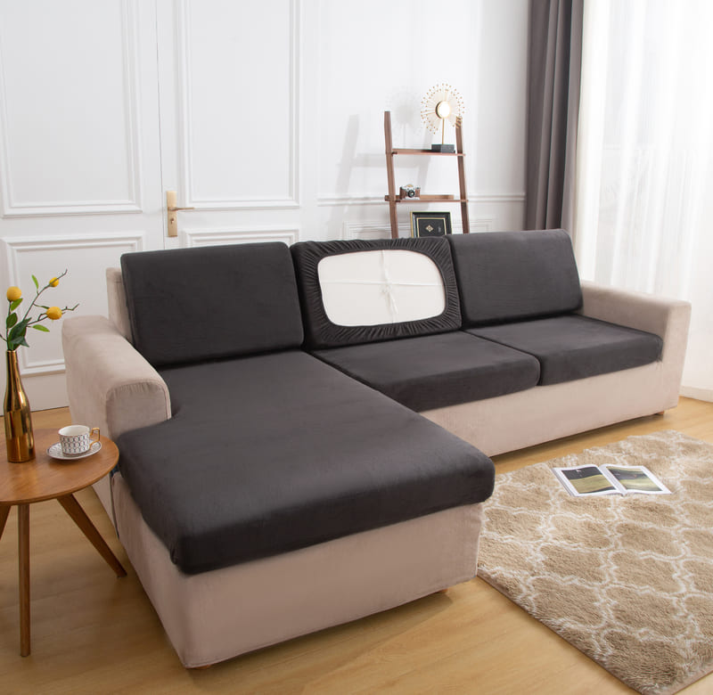 Charcoal Gray Plush Cover for a seat cushion 3 Charcoal Gray Plush Cover for a seat cushion - Image 3