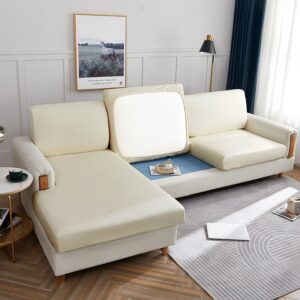 Cream Leather Faux Leather Cover for a seat cushion