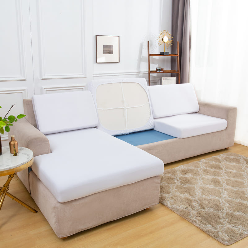 Stretch White Cover for a sofa 1 Stretch White Cover for a sofa