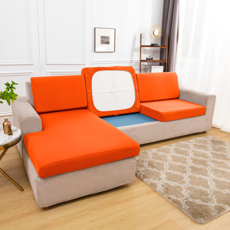 Stretch Orange Cover for a sofa 1 Stretch Orange Cover for a sofa