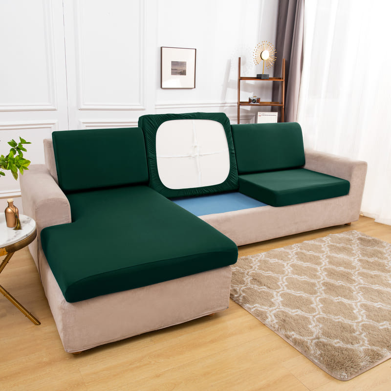Stretch Pine Green Cover for a sofa 1 Stretch Pine Green Cover for a sofa