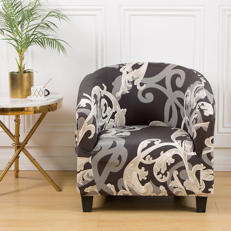 Baroque Gray and Black Tub Chair Cover 1 Baroque Gray and Black Tub Chair Cover