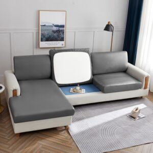 Gray Leather Faux Leather Cover for a seat cushion