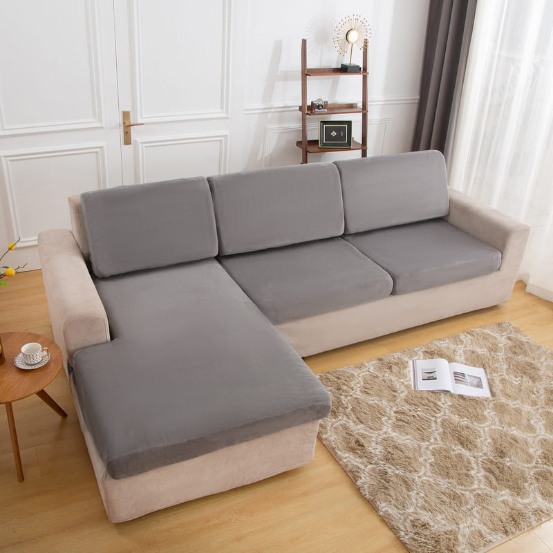 Gray Plush Cover for a seat cushion, 26-37 in 2 Gray Plush Cover for a seat cushion, 26-37 in - Image 2