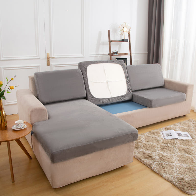 Gray Plush Cover for a seat cushion, 26-37 in 1 Gray Plush Cover for a seat cushion, 26-37 in