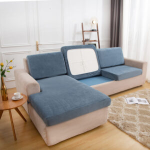 Gray Plush Cover for a seat cushion
