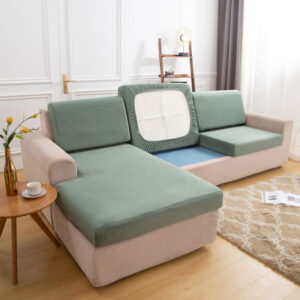 Green Plush Cover for a seat cushion