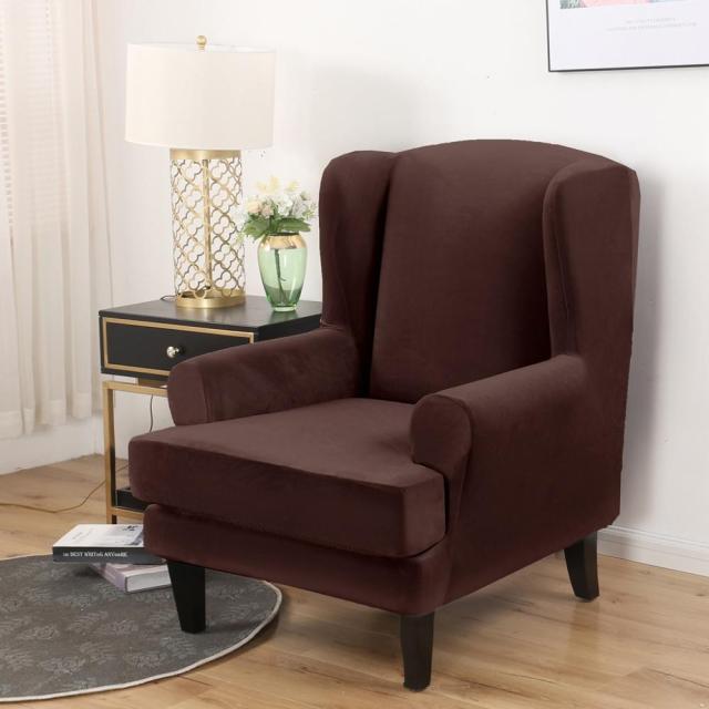 Brown Velvet Wingback Cover for an armchair 1 Brown Velvet Wingback Cover for an armchair