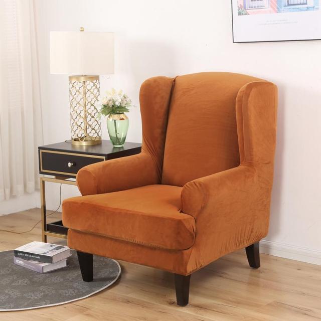 Orange Velvet Wingback Cover for an armchair 1 Orange Velvet Wingback Cover for an armchair
