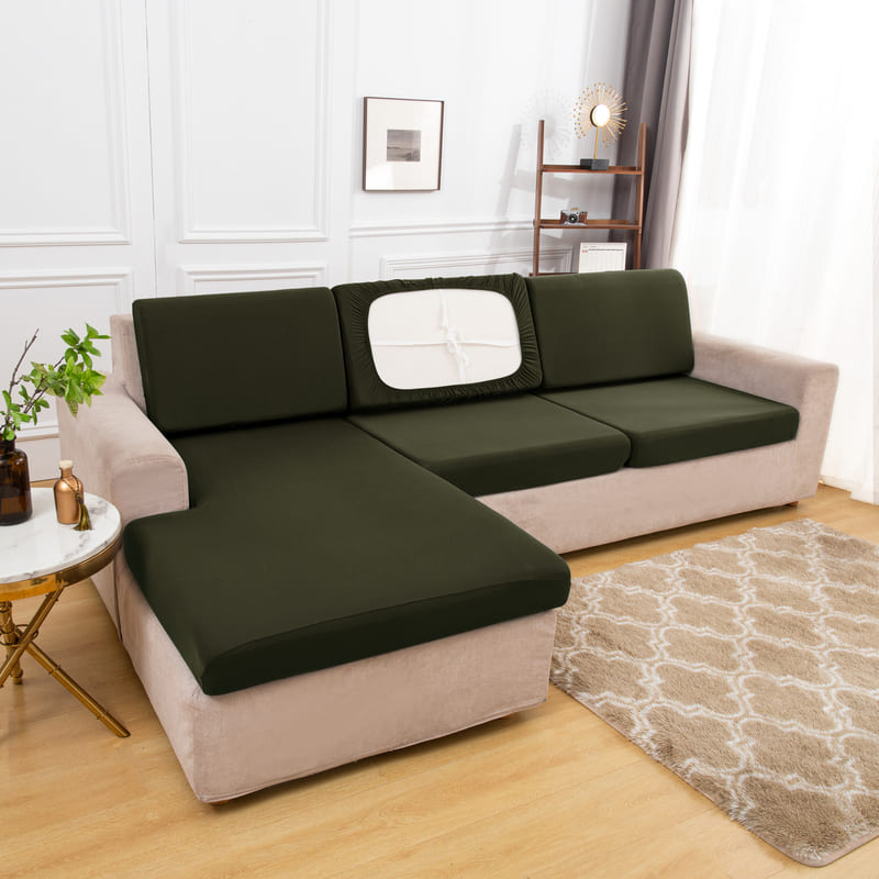 Stretch Khaki Cover for a sofa 2 Stretch Khaki Cover for a sofa - Image 2