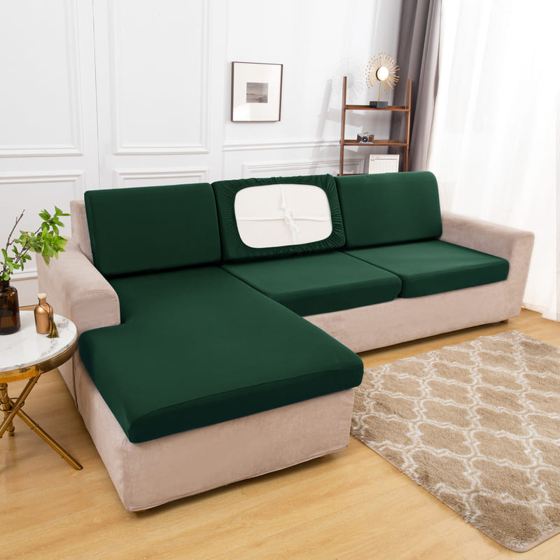 Stretch Pine Green Cover for a sofa 3 Stretch Pine Green Cover for a sofa - Image 3