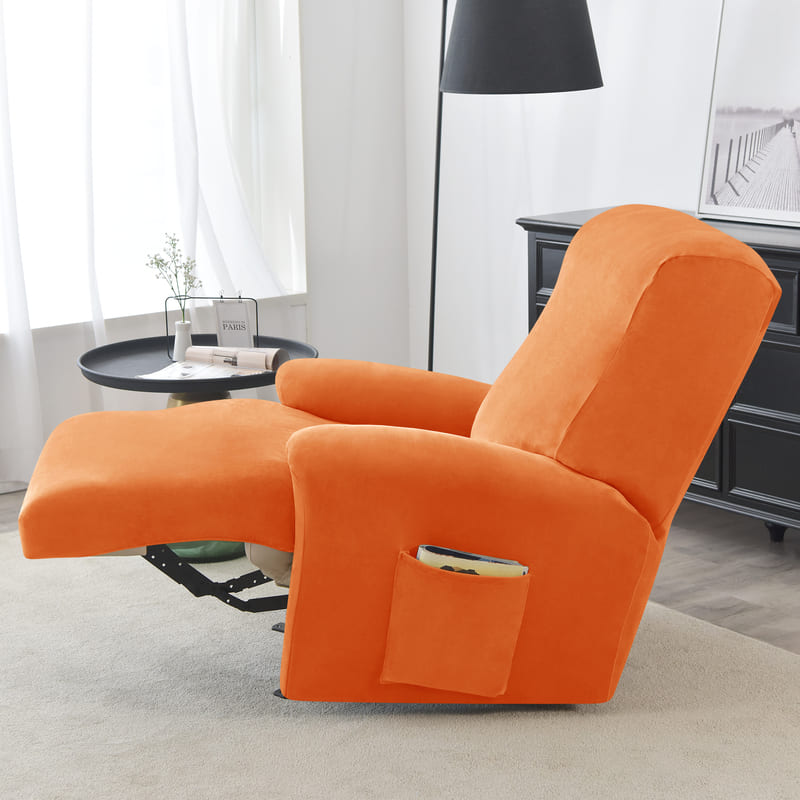 Recliner Orange Velvet Cover for an armchair 1 Recliner Orange Velvet Cover for an armchair