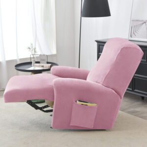 Recliner Pink Velvet Cover for an armchair