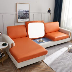 Orange Leather Faux Leather Cover for a seat cushion