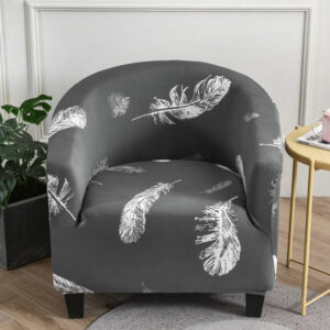 Feather-Print Tub Chair Cover