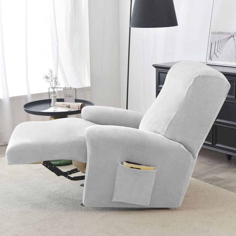 Recliner Light Gray Velvet Cover for an armchair 1 Recliner Light Gray Velvet Cover for an armchair