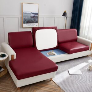 Red Leather Faux Leather Cover for a seat cushion