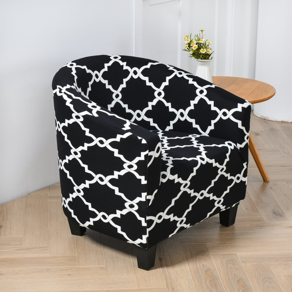 Black Stretch Tub Chair Cover 2 Black Stretch Tub Chair Cover - Image 2