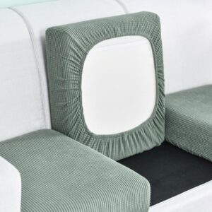 Stretch Moss Green Cover for a sofa seat cushion
