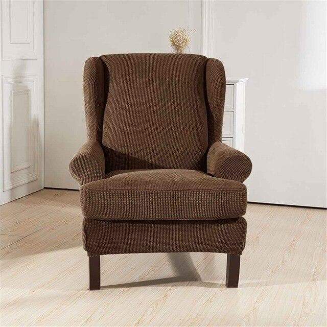 Coffee Brown Wingback Cover for an armchair 1 Coffee Brown Wingback Cover for an armchair