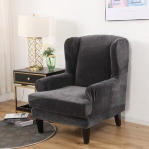 Gray Velvet Wingback Cover for an armchair