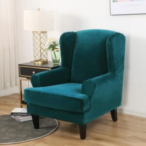 Teal Velvet Wingback Cover for an armchair