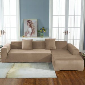 Suede-Effect Velvet Corner Sofa Cover