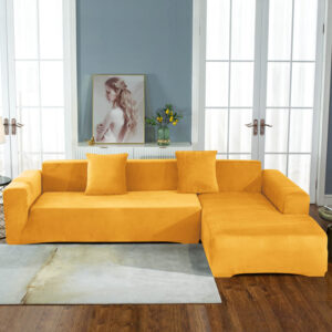 Mustard Yellow Velvet Corner Sofa Cover