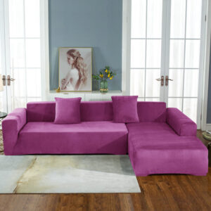 Magenta Velvet Corner Sofa Cover