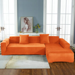 Burnt Orange Velvet Corner Sofa Cover