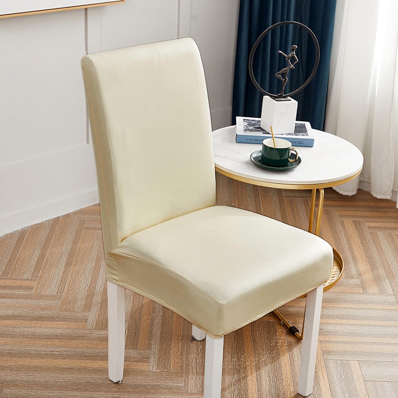 Cream Faux Leather Dining Chair Cover 3 Cream Faux Leather Dining Chair Cover - Image 3