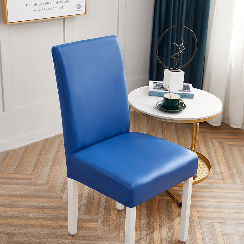 Blue Faux Leather Dining Chair Cover 3 Blue Faux Leather Dining Chair Cover - Image 3