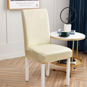 Cream Faux Leather Dining Chair Cover