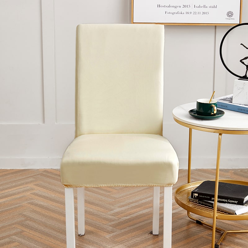 Cream Faux Leather Dining Chair Cover 2 Cream Faux Leather Dining Chair Cover - Image 2