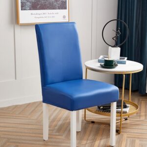 Blue Faux Leather Dining Chair Cover