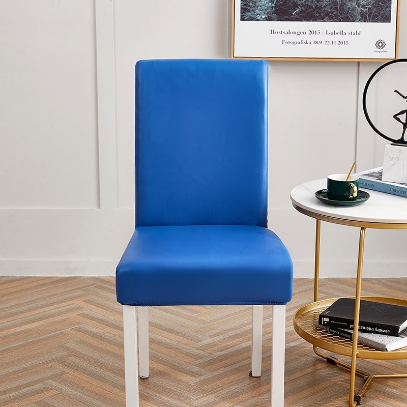 Blue Faux Leather Dining Chair Cover 2 Blue Faux Leather Dining Chair Cover - Image 2
