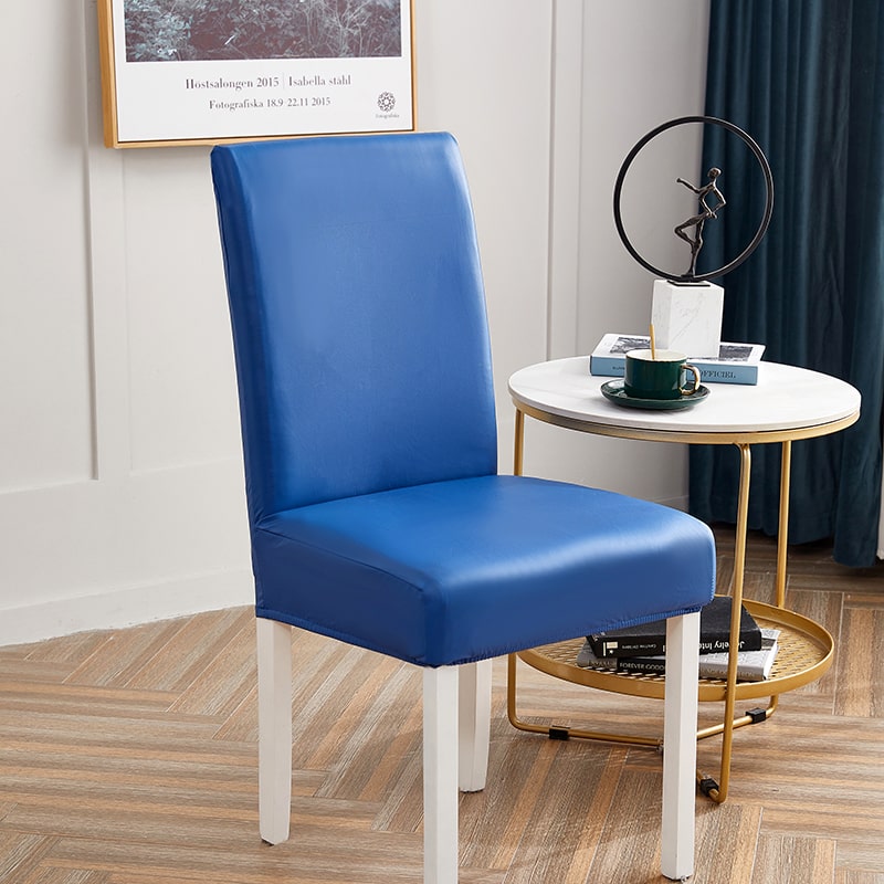 Blue Faux Leather Dining Chair Cover 1 Blue Faux Leather Dining Chair Cover