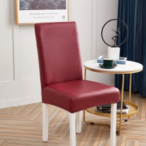 Carmine Red Faux Leather Dining Chair Cover