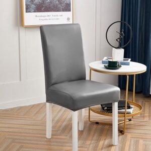 Gray Faux Leather Dining Chair Cover