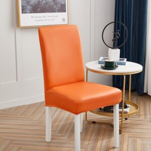 Orange Faux Leather Dining Chair Cover